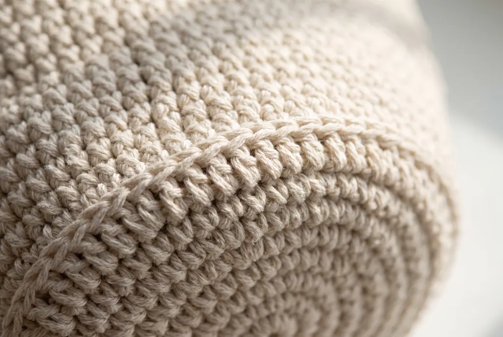 The back-loop-only ridge where a crochet bag base turns up into the side